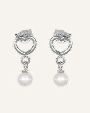 Naušnice u obliku srca sa biserom