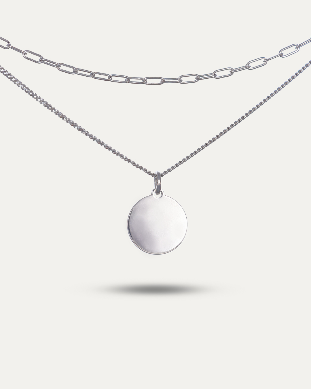 Dupla ogrlica sa okruglom pločicom